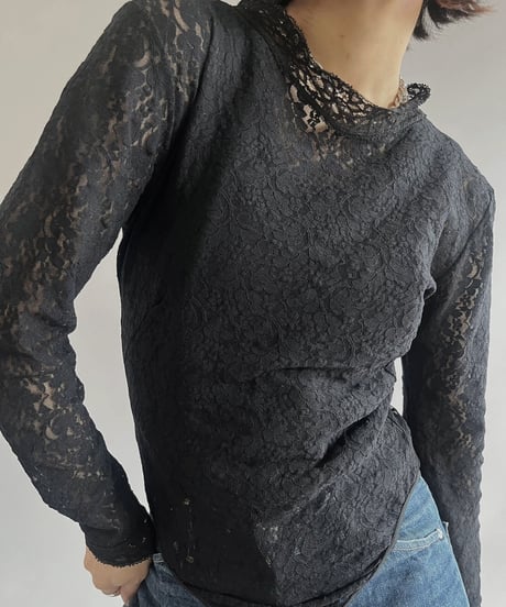 【USED】L/S Patterned Lame Leotard Top/240316-022