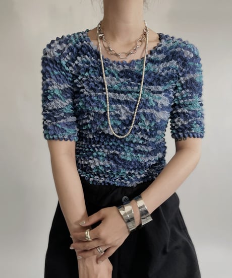 【USED】 Blue Color Popcorn Top / 220709-010