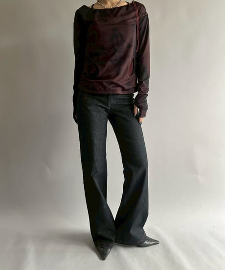 【USED】  Cop.Copine Stitch Design Stretch Flare Denim Pants / 251014-039
