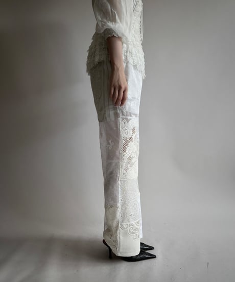 【RE;CIRCLE】 RE Crochet Lace Patch work Pants / 250731-010