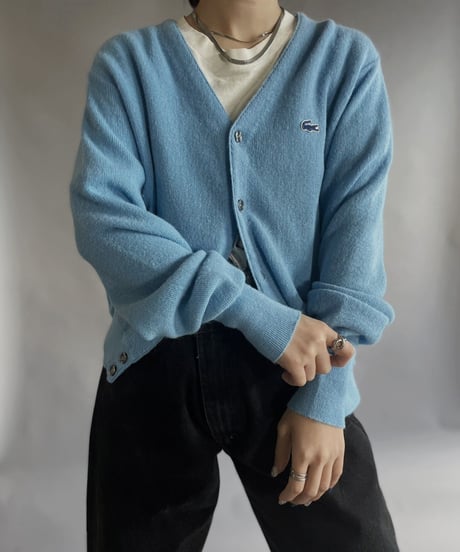 【USED】 IZOD Lacoste Acrylic Knit Cardigan Light Blue / 230204-016
