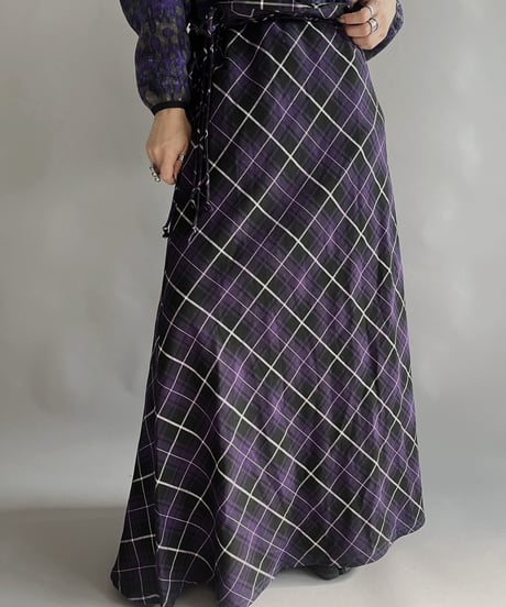 【USED 】Made in USA Check Patterned Long Skirt/ 231216-007