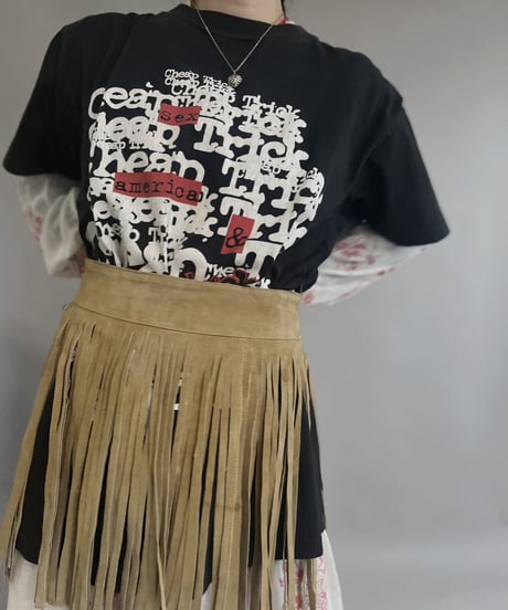 【USED】 Suede Leather Skirt Beige / 230304-002