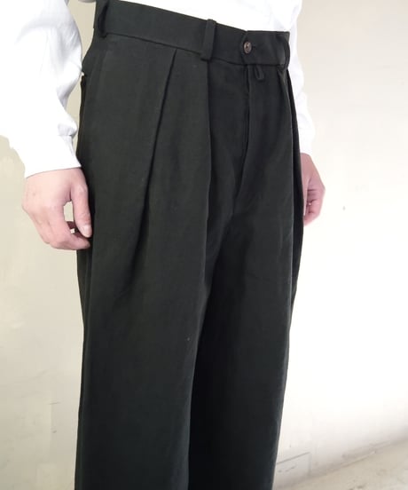 【RE;CIRCLE】 RE 1950s Flench Linen Slacks  BLACK / 221031-002