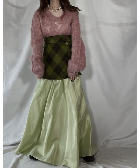 【USED】 Poly Long Skirt made in USA ① / 220107-005