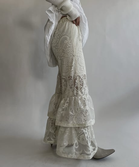 【RE;CIRCLE】 RE Crochet Lace Tiered Pants / 220526-041