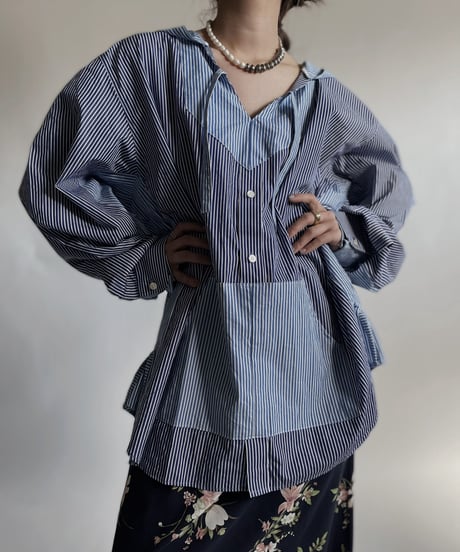 【RE;CIRCLE】 RE Stripe Shirt Mexican Hoodie / 220423-026