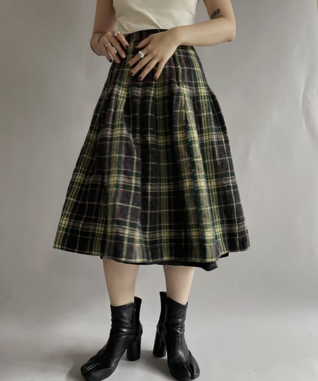 【USED】  Wool Checked Long Skirt / 221105-030