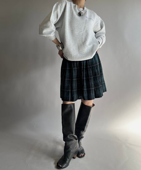 【USED】 Check Patterned Wool Pleats Skirt / 241019-031