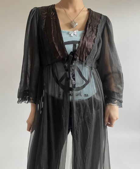 【USED】  Lace Pattern Sheer Long One-Piece /250301-011
