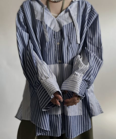 【RE;CIRCLE】 RE Stripe Shirt Mexican Hoodie / 220423-028