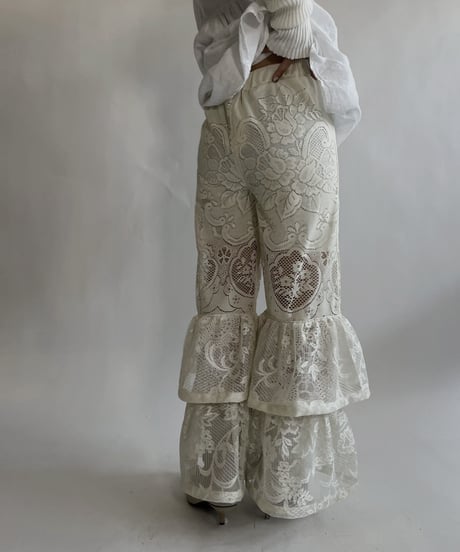 【RE;CIRCLE】 RE Crochet Lace Tiered Pants / 220526-041