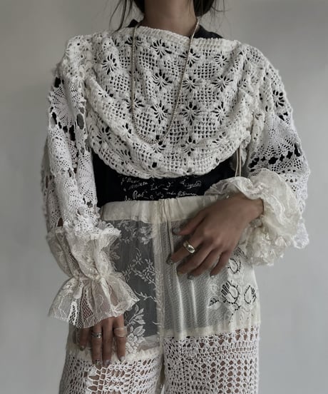 【RE;CIRCLE】 RE Crochet Lace Drawcord Top / 220526-039