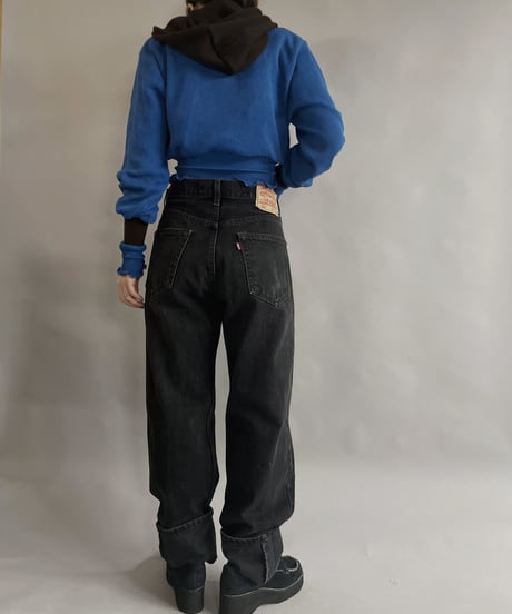 【RE;CIRCLE】 RE Acrylic Knit Cardigan + Hoodie Blue × Brown / 230220-004