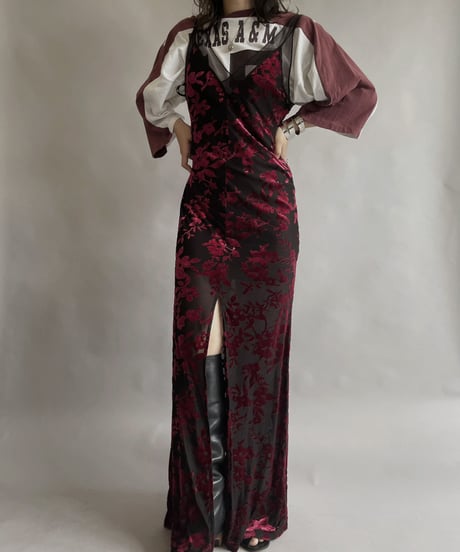 【USED】 Flower Pattern Poly One-piece / 230506-024