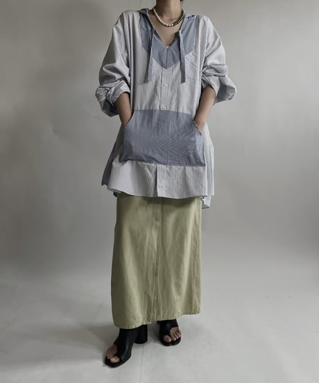 【RE;CIRCLE】 RE Stripe Shirt Mexican Hoodie / 220423-035