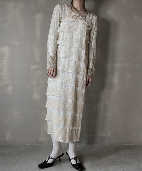 【USED】　Plants Patterned See-through Shirt Top/ 220220-012