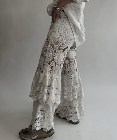 【RE;CIRCLE】 RE Crochet Tiered Pants / 220818-013