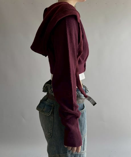 【RE;CIRCLE】 RE Hooded Acrylic Short Cardigan / 251016-001