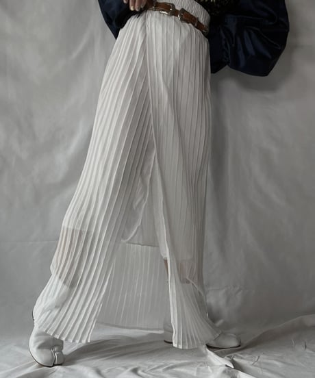 【USED】 Poly Pleats Long Skirt①/210921-028