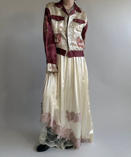 【USED】  Lace Patterned Camisole Long One-Piece /250104-015