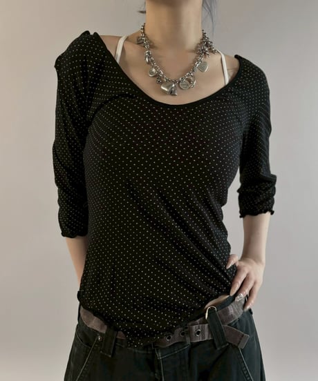 【USED】 L/S Dot Pattern Leotard Top / 260307-006