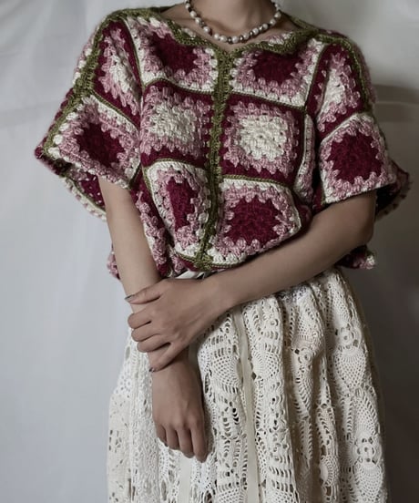 【RE;CIRCLE】 RE Granny Knit×Lace S/S One-piece/210917-010