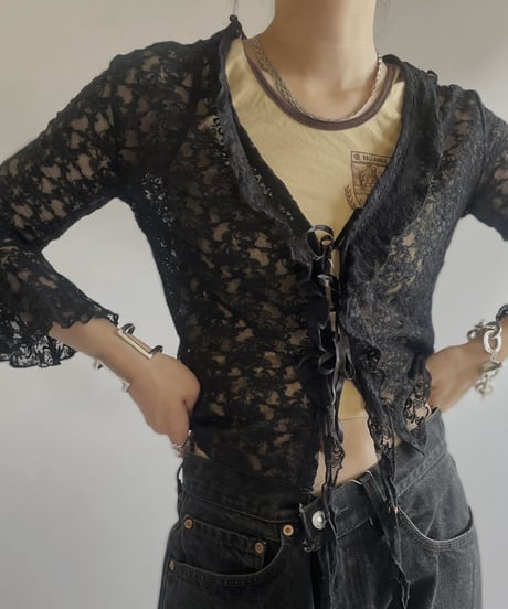 【USED】L/S Flare Sleeve Lace Top/ 230909-011
