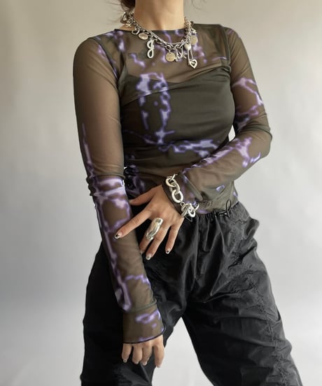 【USED】 SERAPIS Patterned Sheer Top /240914-036