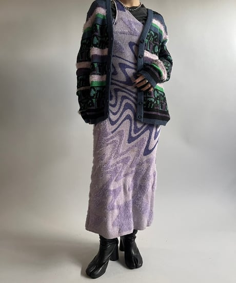 【USED】 HEAVEN Patterned Lame Knit Cardigan /250104-022