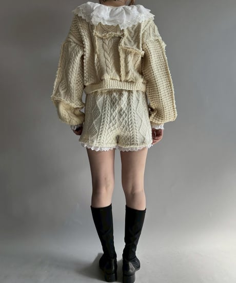 【RE;CIRCLE】 RE Aran Knit Layered Shorts / Ivory / 251106-002