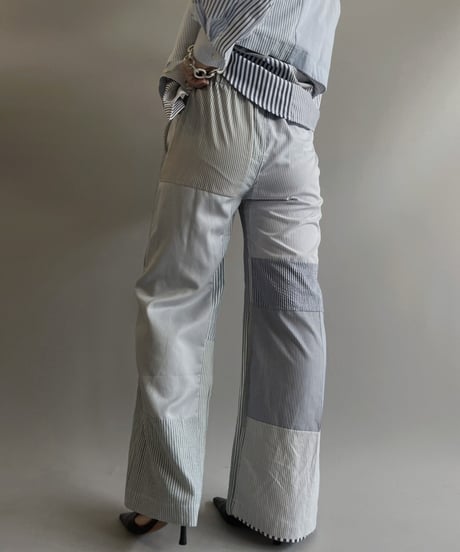 【RE;CIRCLE】 RE Patchwork Strip Pants / 230824-006