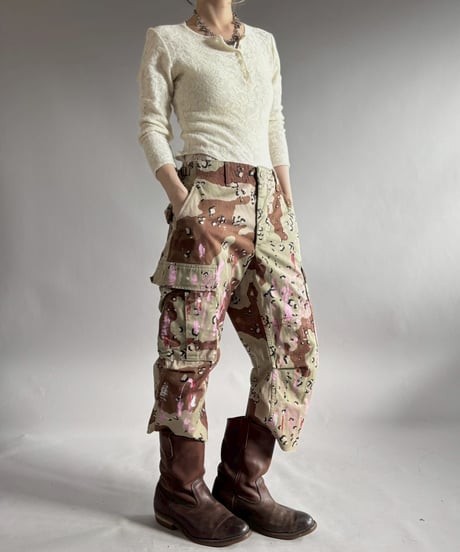 【USED】 Military Camouflage Cut Off Paint Pants /260226-014