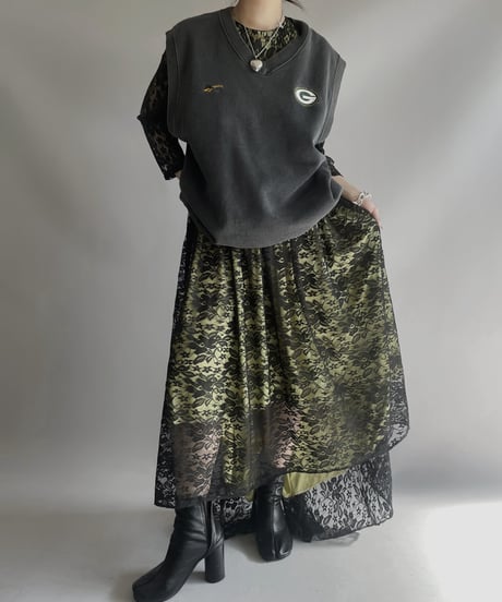 【USED】 Lace Sheer Long One-Piece/ 2301125-028
