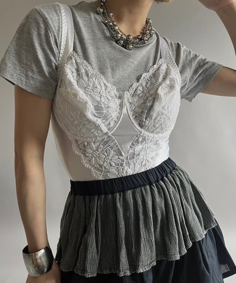 【USED】 Lace Patterned Camisole Leotard Top /240928-025