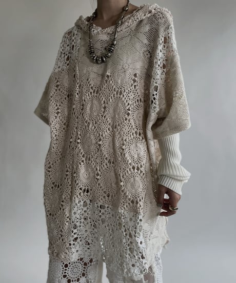 【RE;CIRCLE】 RE Crochet Lace Patchwork Hoodie / 220526-022