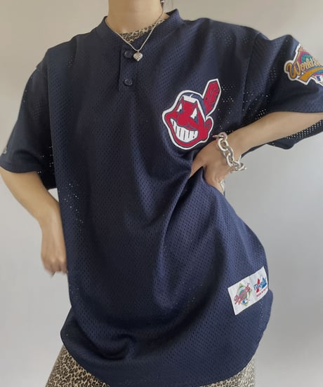 【USED】 made in USA SINDIANS S/S baseball Shirt / 230812-005