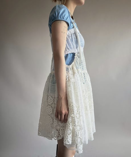 【RE;CIRCLE】RE Crochet Lace Patch work Camisole One-Piece Middle/250731-005