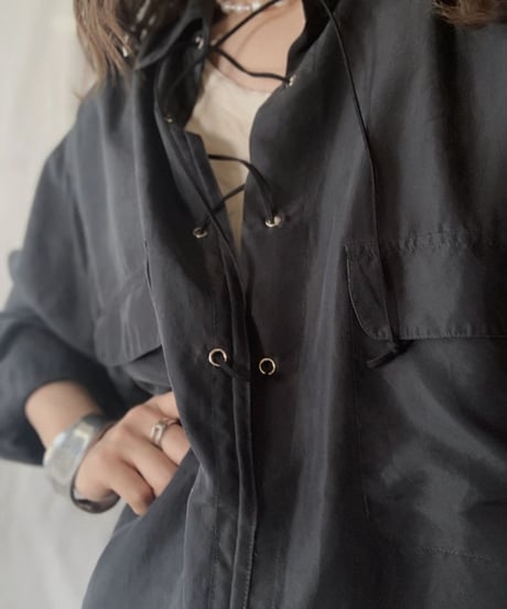 【RE;CIRCLE】 RE Lace Up Silk Pull Over Shirt① /210613-005