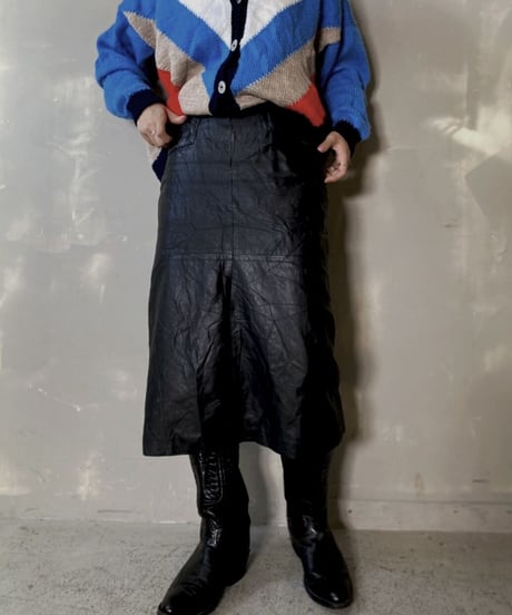 【USED】 Leather Medium Skirt / 201121-004