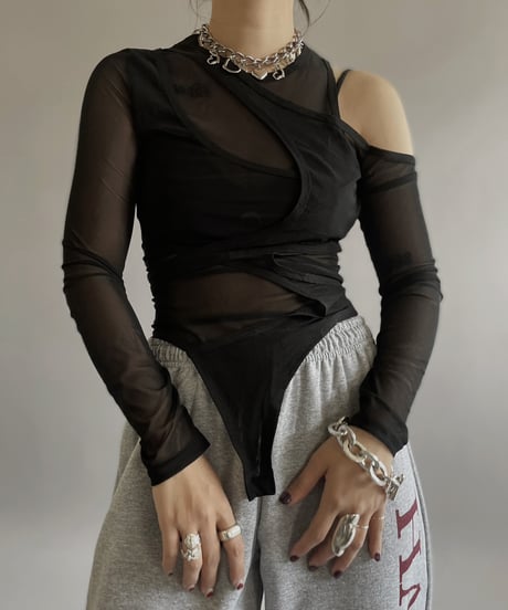 【USED】 Design Sheer Leotard Top/240414-023