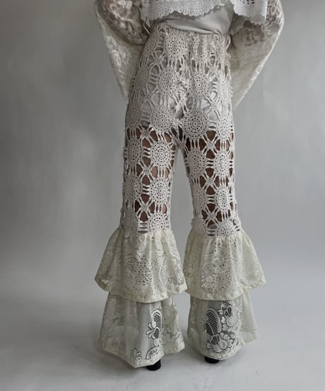 【RE;CIRCLE】 RE Crochet Lace Tiered Pants / 220526-032