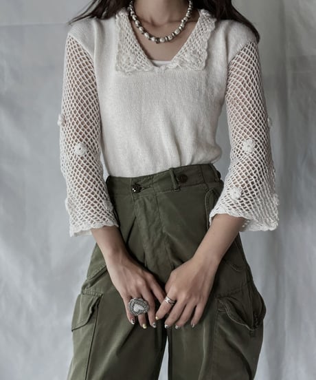 【USED】   Crochet Knit L/S Top②/210921-037