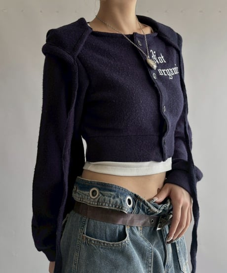 【RE;CIRCLE】 RE Hooded Acrylic Short Cardigan / 251016-002