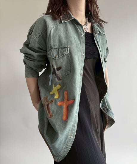 【USED】 END IS NEAR MOTOROIL Denim Shirt /250329-011