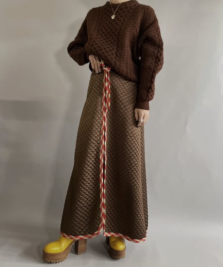 【USED】 Vanity Fair Zipped Quilting Long Skirt / 221210-023