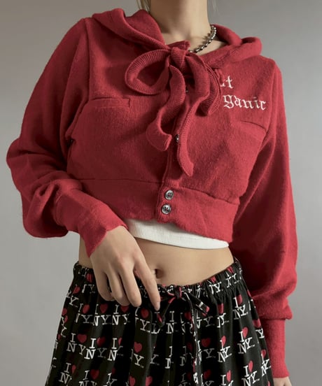 【RE;CIRCLE】 RE Hooded Acrylic Short Cardigan / 260205-009