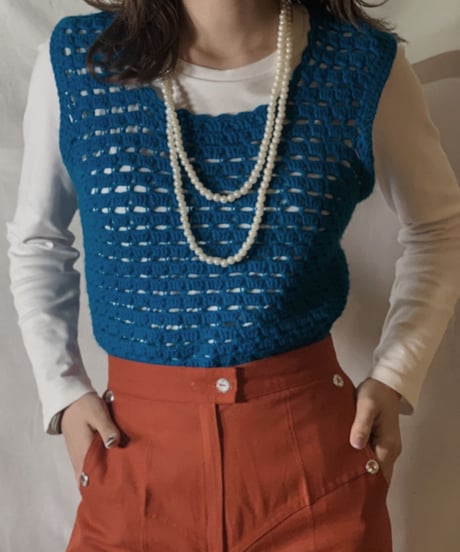 【USED】  N/S Crocket Knit Top②/210303-026