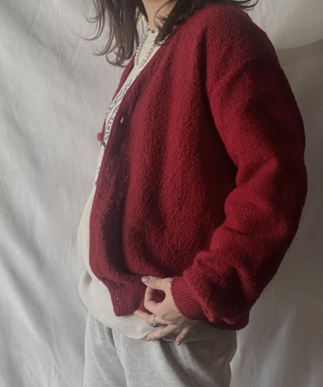 【USED】 Acrylic Knit Cardigan③ /210303-005