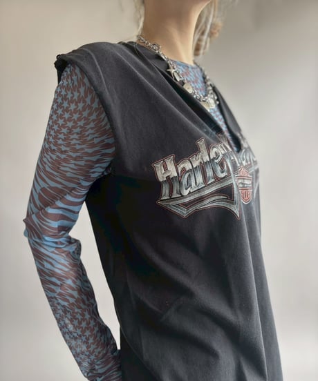 【USED】 Made In USA HARLEY-DAVIDSON Cut Off N/S Tee / 260418-029